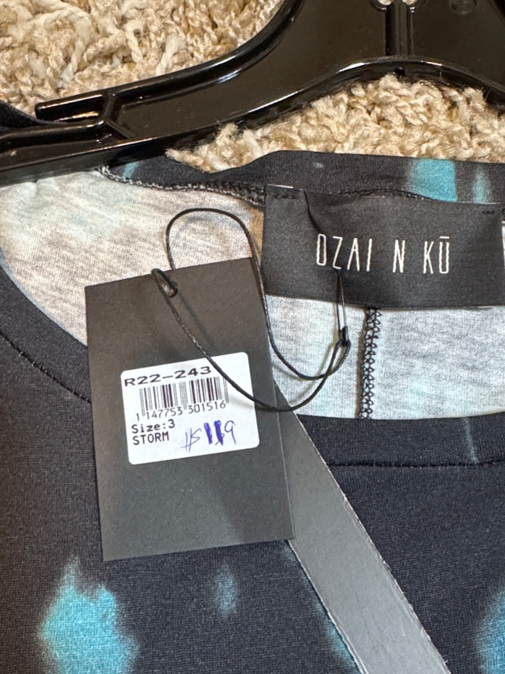 NWT Ozai N Ku Storm Top Black & Turquoise size 3/Large - Picture 8 of 15
